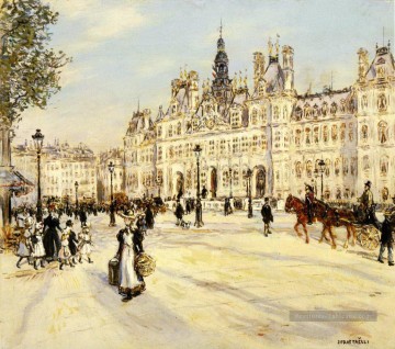 Jean Francois Raffaelli L’Hôtel de Ville de Paris Peinture à l'huile